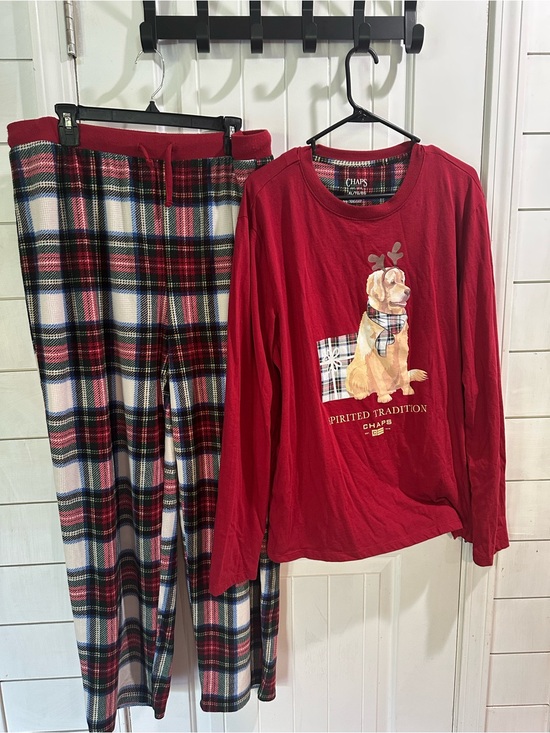 Chaps Other - Chaps Red Plaid Puppy Pajama Set fleece pajama pants